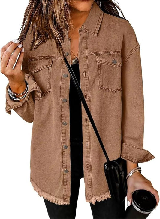 Oriolt Oversized Denim Jacket, Button-Down