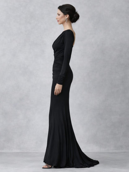 Osberte Velvet One-Shoulder Ruched Maxi Dress