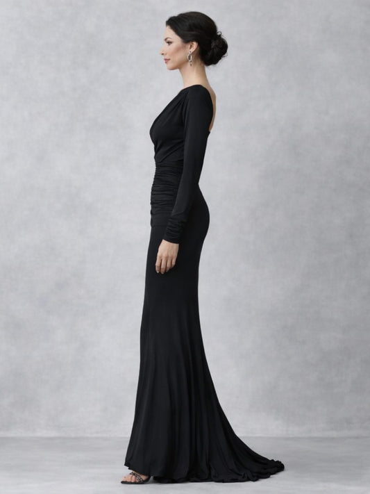 Osberte Velvet One-Shoulder Ruched Maxi Dress
