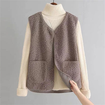 Herleve Ribbed Knit Button-Up Vest