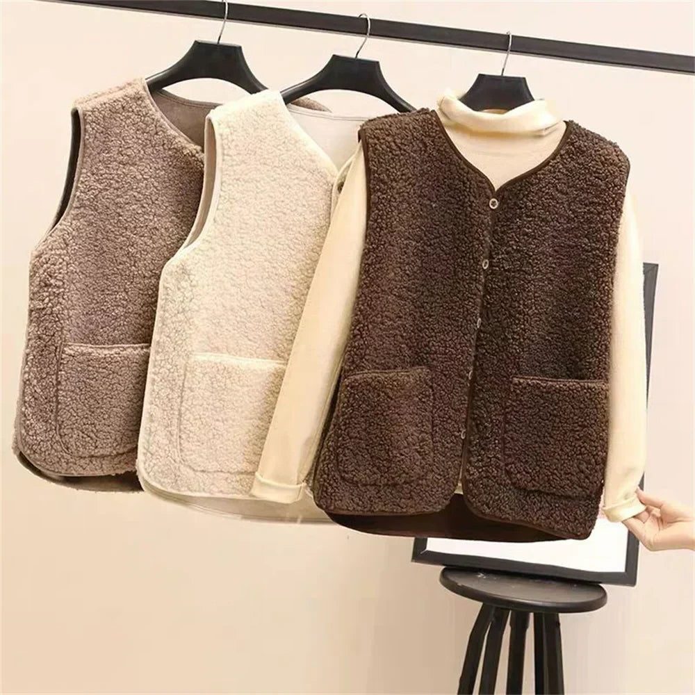 Herleve Ribbed Knit Button-Up Vest