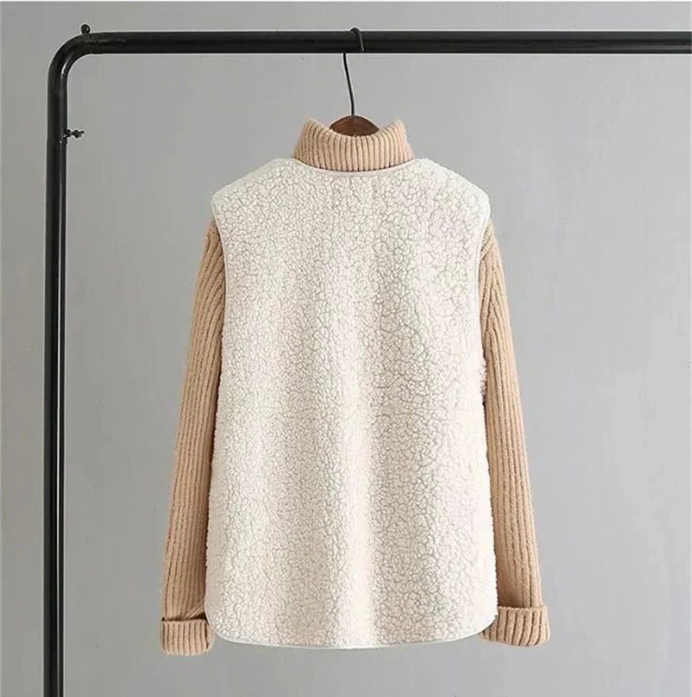 Herleve Ribbed Knit Button-Up Vest