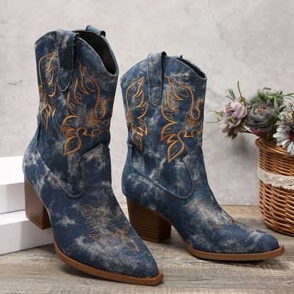 Tiphania Embroidered Cowboy Boots for Festivals