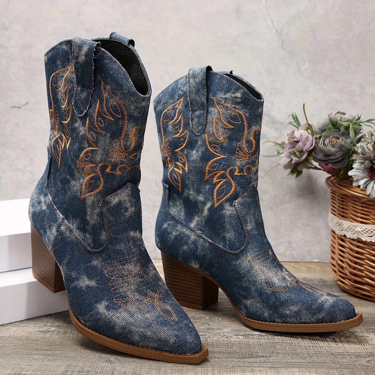Tiphania Embroidered Cowboy Boots for Festivals