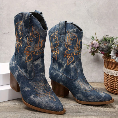 Tiphania Embroidered Cowboy Boots for Festivals
