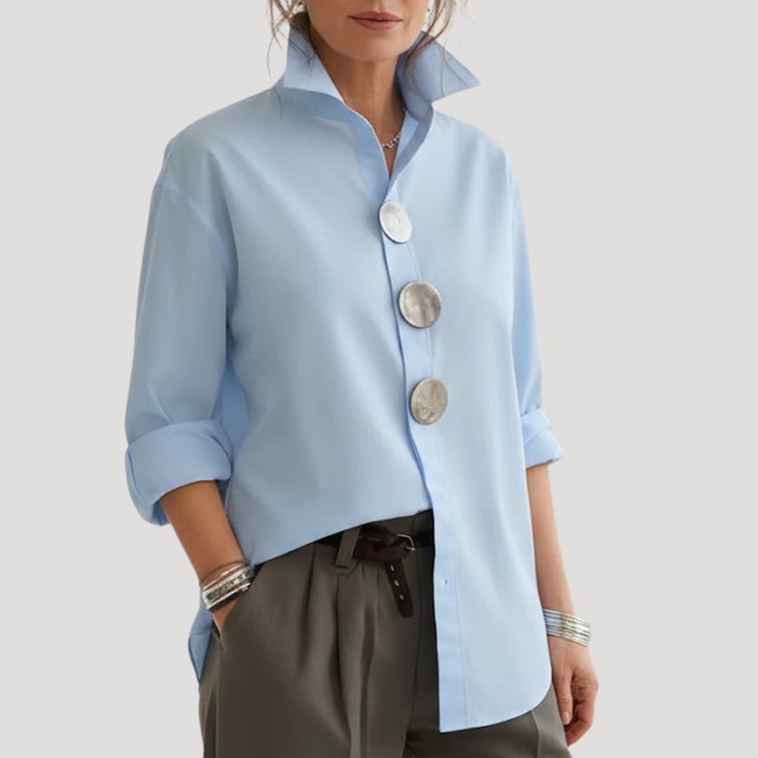 Nichola Oversized Blouse with Button-Down Collar