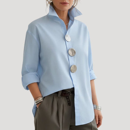 Nichola Oversized Blouse with Button-Down Collar