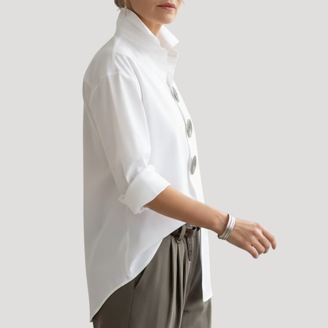 Nichola Oversized Blouse with Button-Down Collar