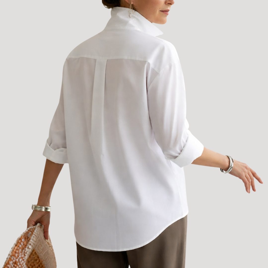 Nichola Oversized Blouse with Button-Down Collar