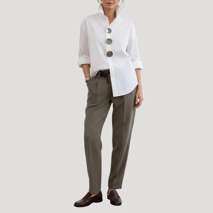 Nichola Oversized Blouse with Button-Down Collar