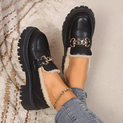 Nesta Fleece-Lined Platform Loafers for Winter