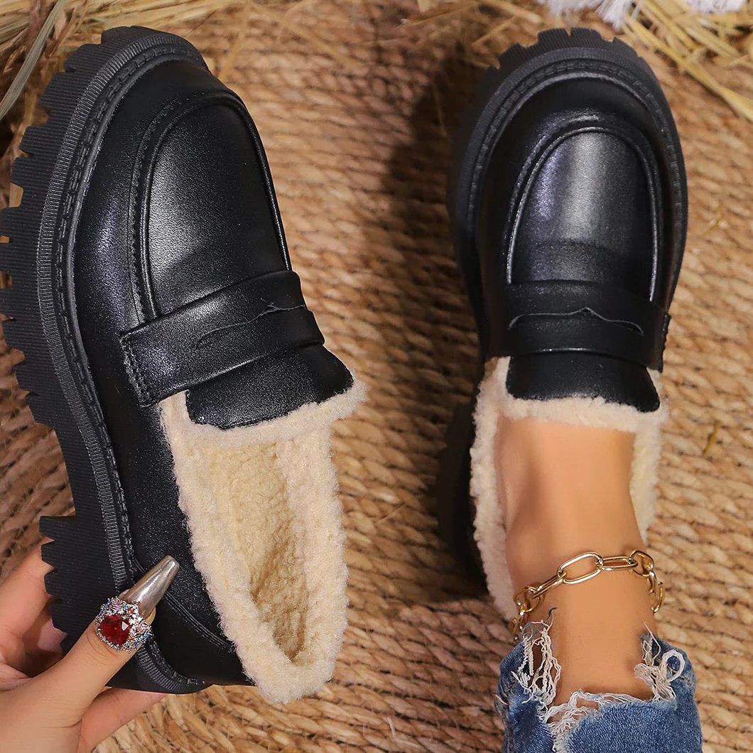 Nesta Fleece-Lined Platform Loafers for Winter