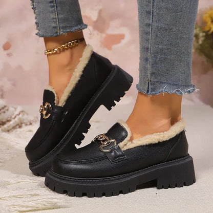 Nesta Fleece-Lined Platform Loafers for Winter