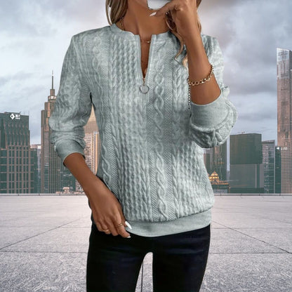 Clothilde Cable Knit Zip-Up Sweater