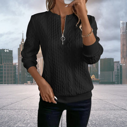 Clothilde Cable Knit Zip-Up Sweater