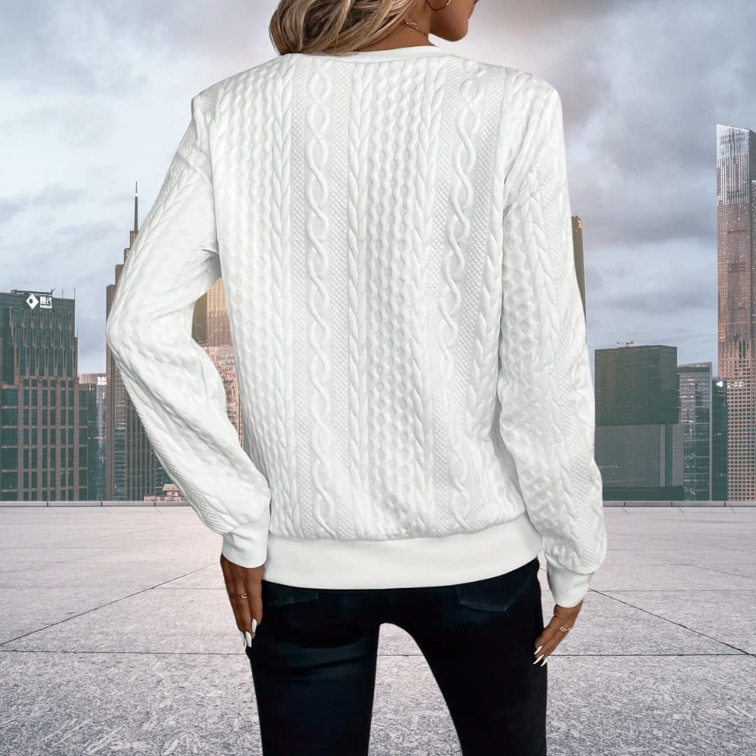 Clothilde Cable Knit Zip-Up Sweater