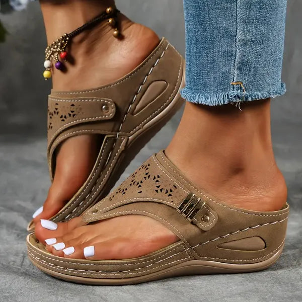 Liadan Wedge Thong Sandals with Open Toe