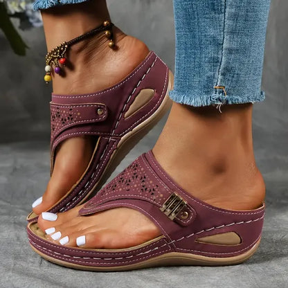 Liadan Wedge Thong Sandals with Open Toe