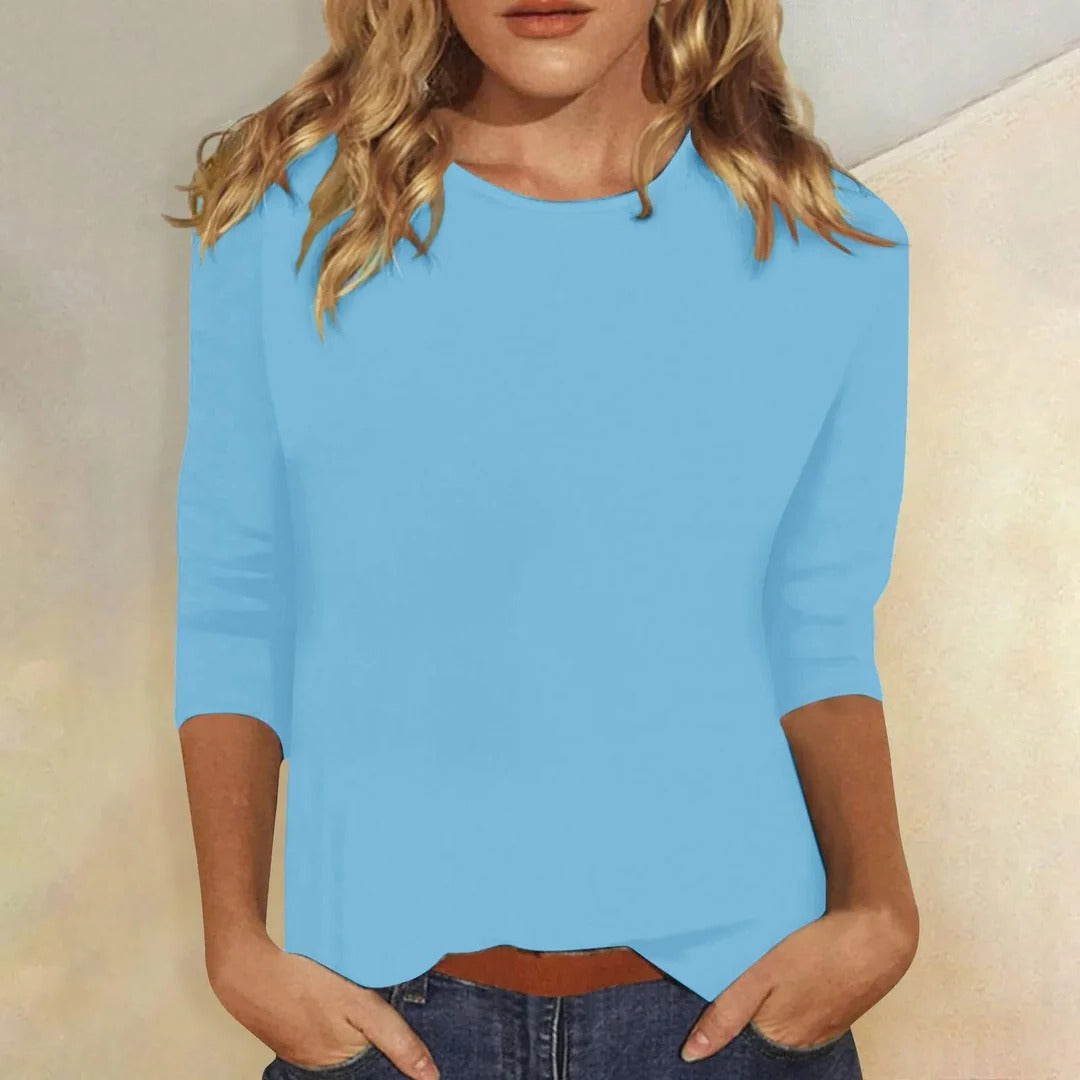 Stanislava Top with Crew Neck and Three-Quarter Sleeves
