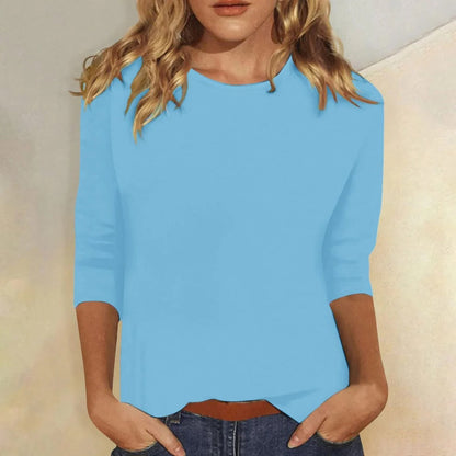 Stanislava Top with Crew Neck and Three-Quarter Sleeves