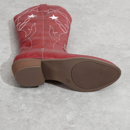 Juliane Red Western Knee-High Cowboy Boots