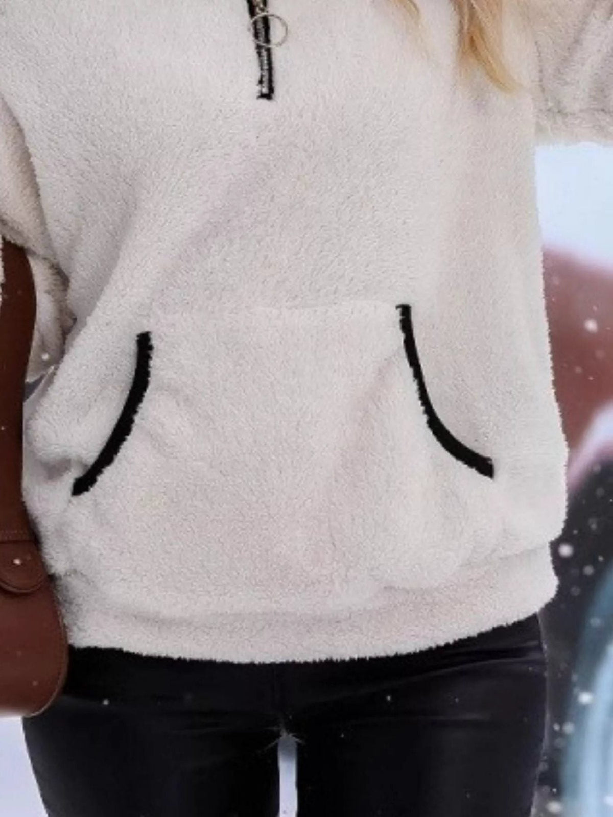 Blanchefleur Fuzzy Half-Zip Pullover Sweater
