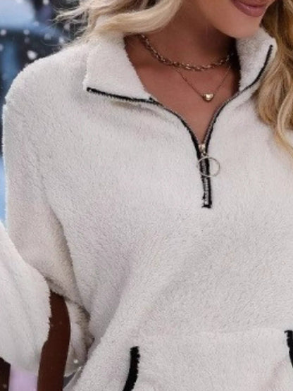 Blanchefleur Fuzzy Half-Zip Pullover Sweater