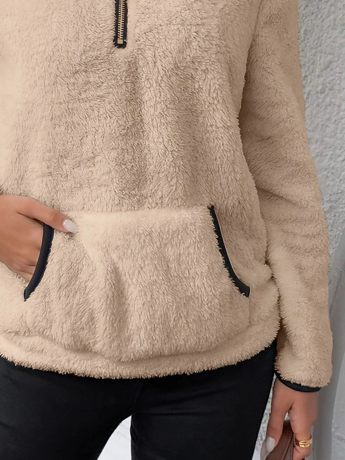Blanchefleur Fuzzy Half-Zip Pullover Sweater