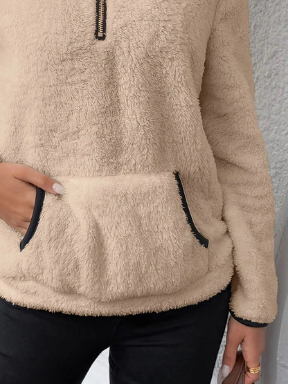 Blanchefleur Fuzzy Half-Zip Pullover Sweater