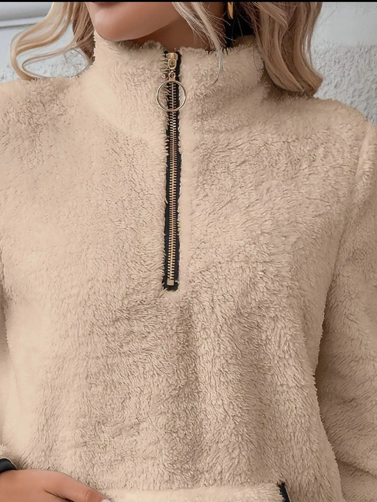 Blanchefleur Fuzzy Half-Zip Pullover Sweater