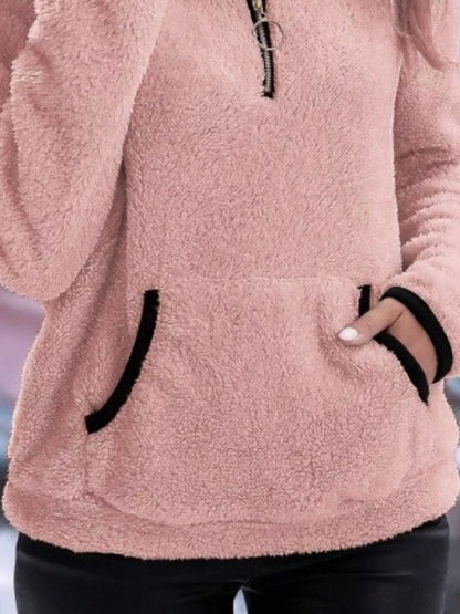 Blanchefleur Fuzzy Half-Zip Pullover Sweater