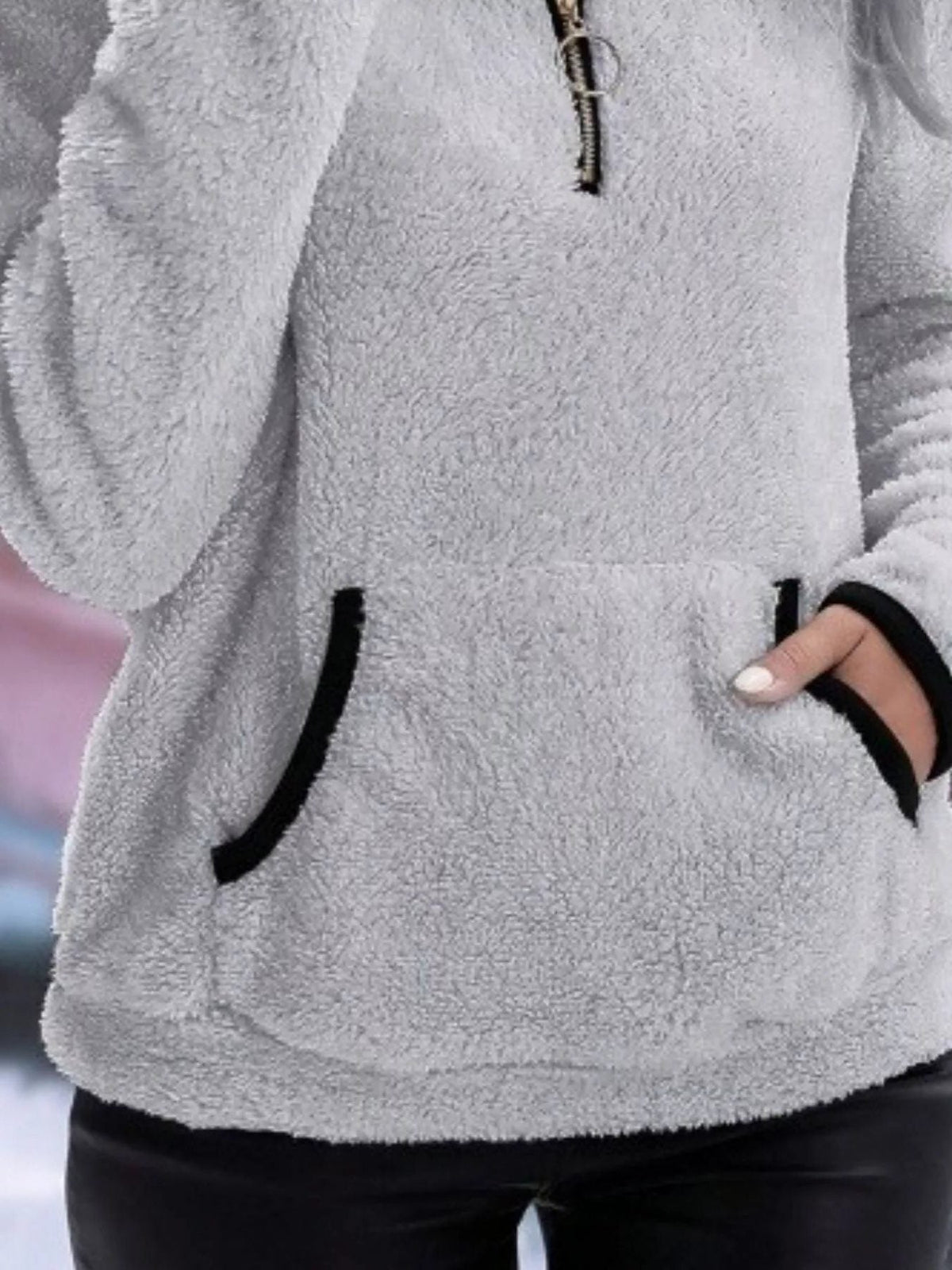 Blanchefleur Fuzzy Half-Zip Pullover Sweater