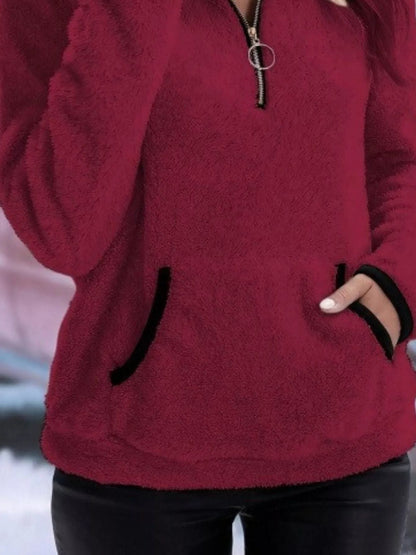 Blanchefleur Fuzzy Half-Zip Pullover Sweater