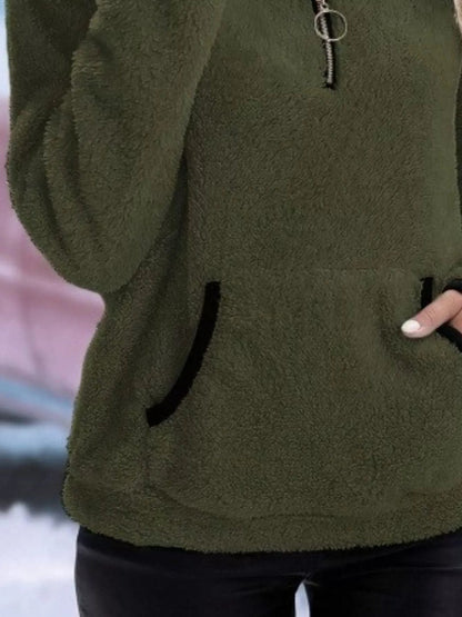 Blanchefleur Fuzzy Half-Zip Pullover Sweater