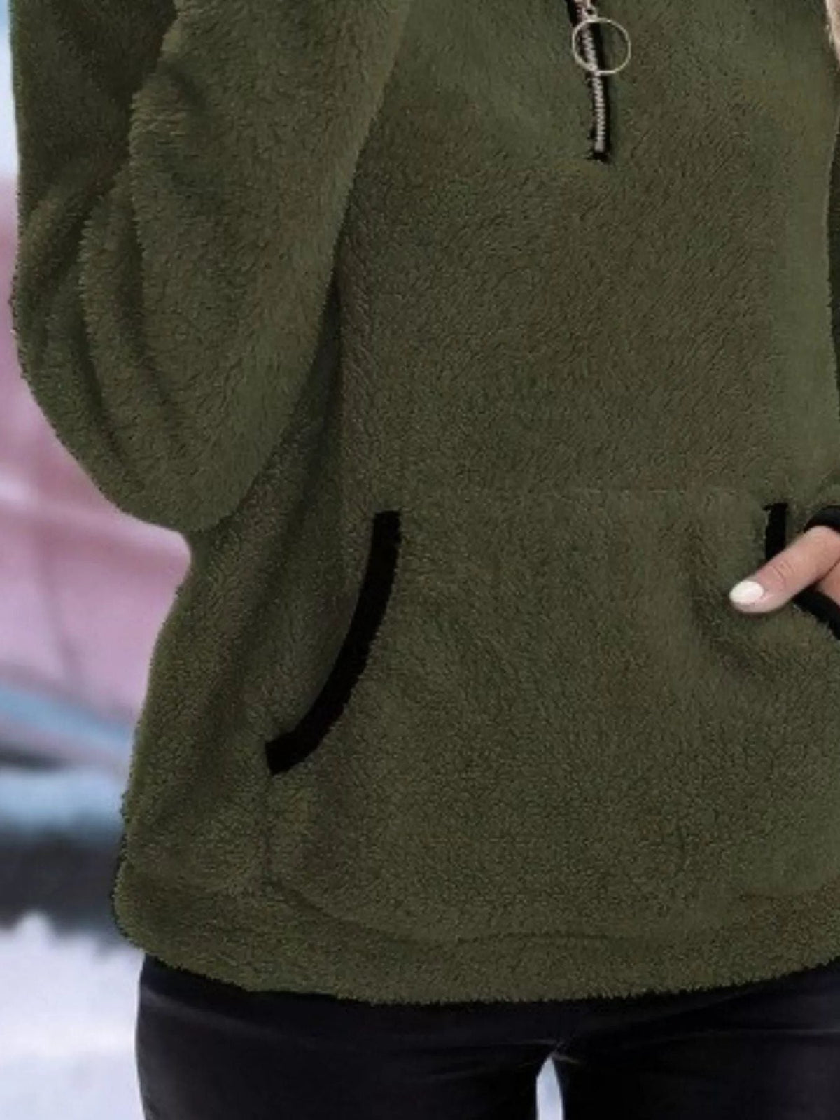 Blanchefleur Fuzzy Half-Zip Pullover Sweater