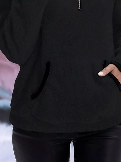 Blanchefleur Fuzzy Half-Zip Pullover Sweater