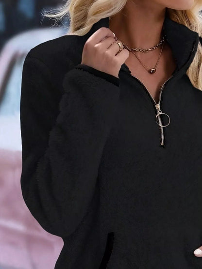 Blanchefleur Fuzzy Half-Zip Pullover Sweater