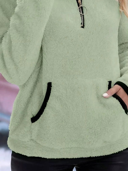 Blanchefleur Fuzzy Half-Zip Pullover Sweater