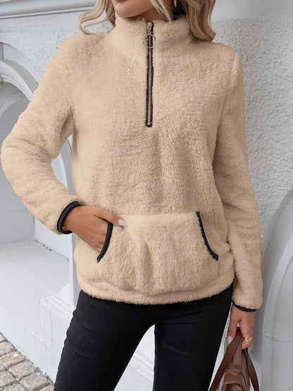 Blanchefleur Fuzzy Half-Zip Pullover Sweater