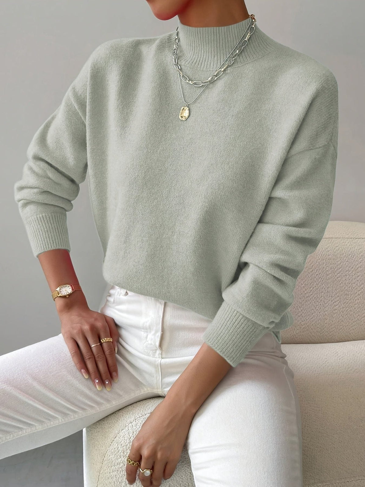 Lienor Ribbed Knit Roll Neck Sweater