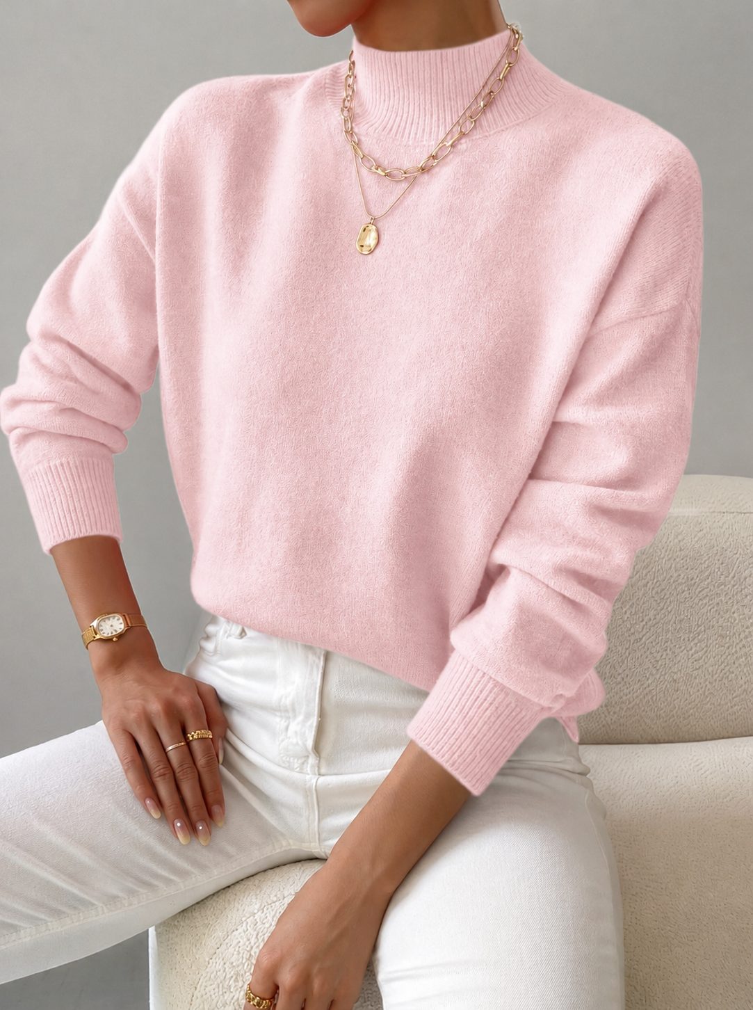 Lienor Ribbed Knit Roll Neck Sweater