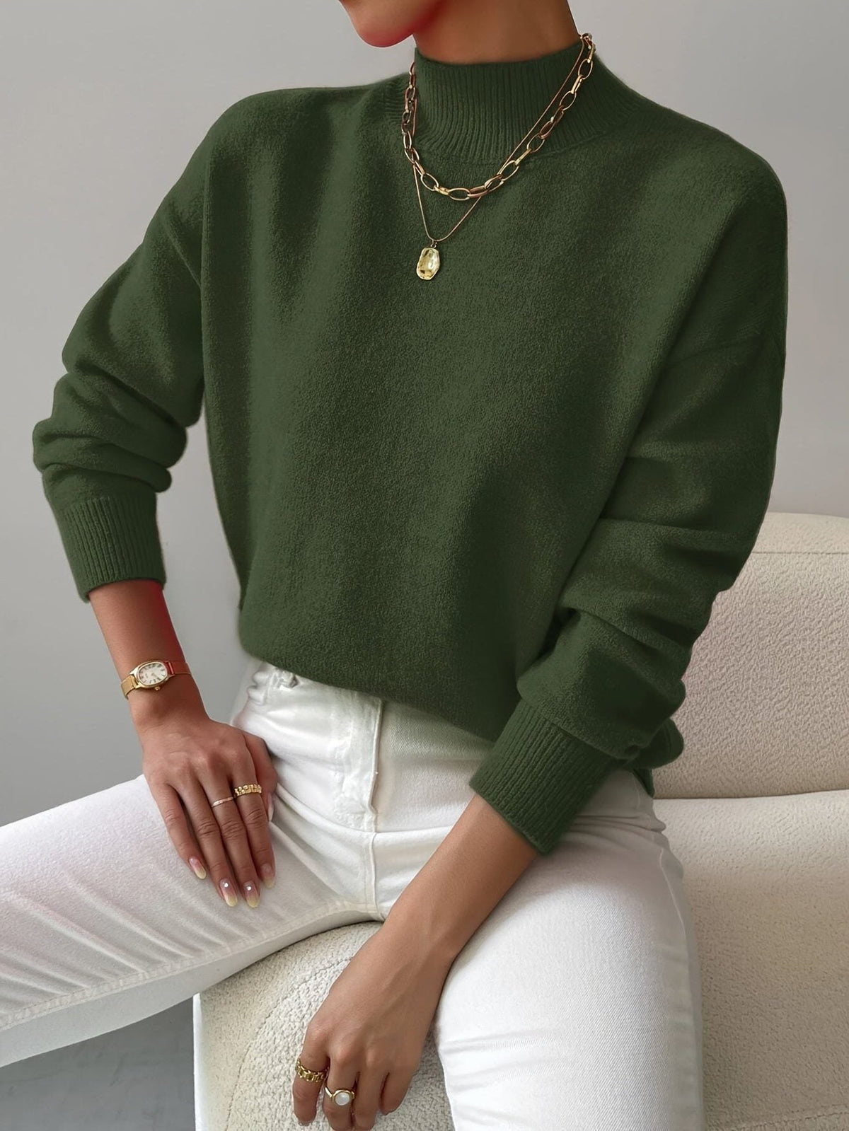 Lienor Ribbed Knit Roll Neck Sweater