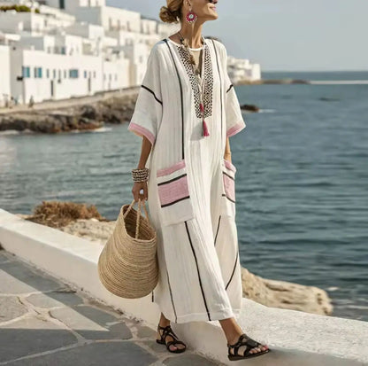 Laurel | V-Neck Striped Maxi Dress for Women