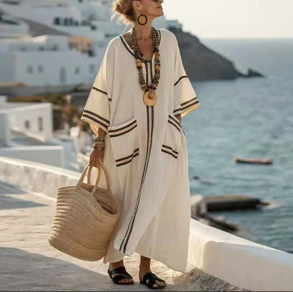 Laurel | V-Neck Striped Maxi Dress for Women