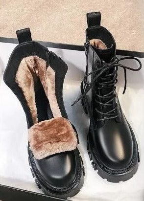 Perpetue Lace-Up Ankle Snow Boots for Winter