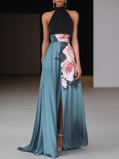 Sadako Floral Maxi Dress with Halter Neck