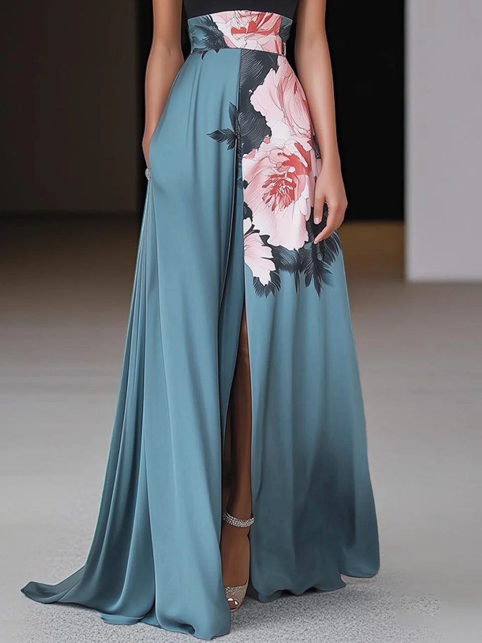Sadako Floral Maxi Dress with Halter Neck