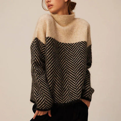 Armentine Chevron Knit Turtleneck Sweater