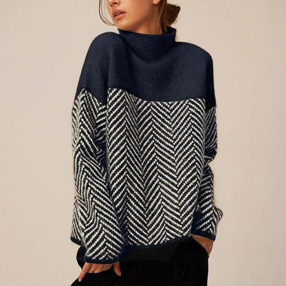 Armentine Chevron Knit Turtleneck Sweater