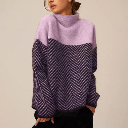 Armentine Chevron Knit Turtleneck Sweater